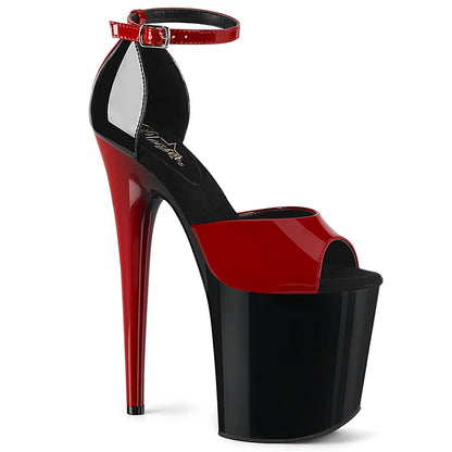 FLAMINGO-889 Red-Black Patent/Black-Red Platform Sandal Pleaser