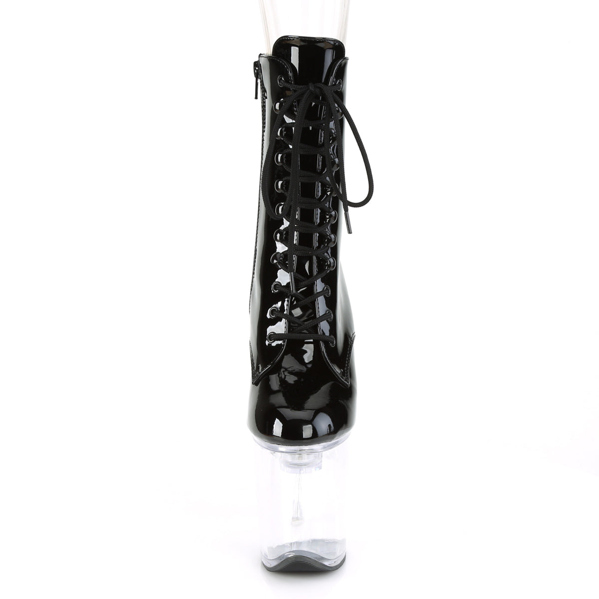 FLASHDANCE-1020-8 Black Patent/Clear Ankle Boot Pleaser