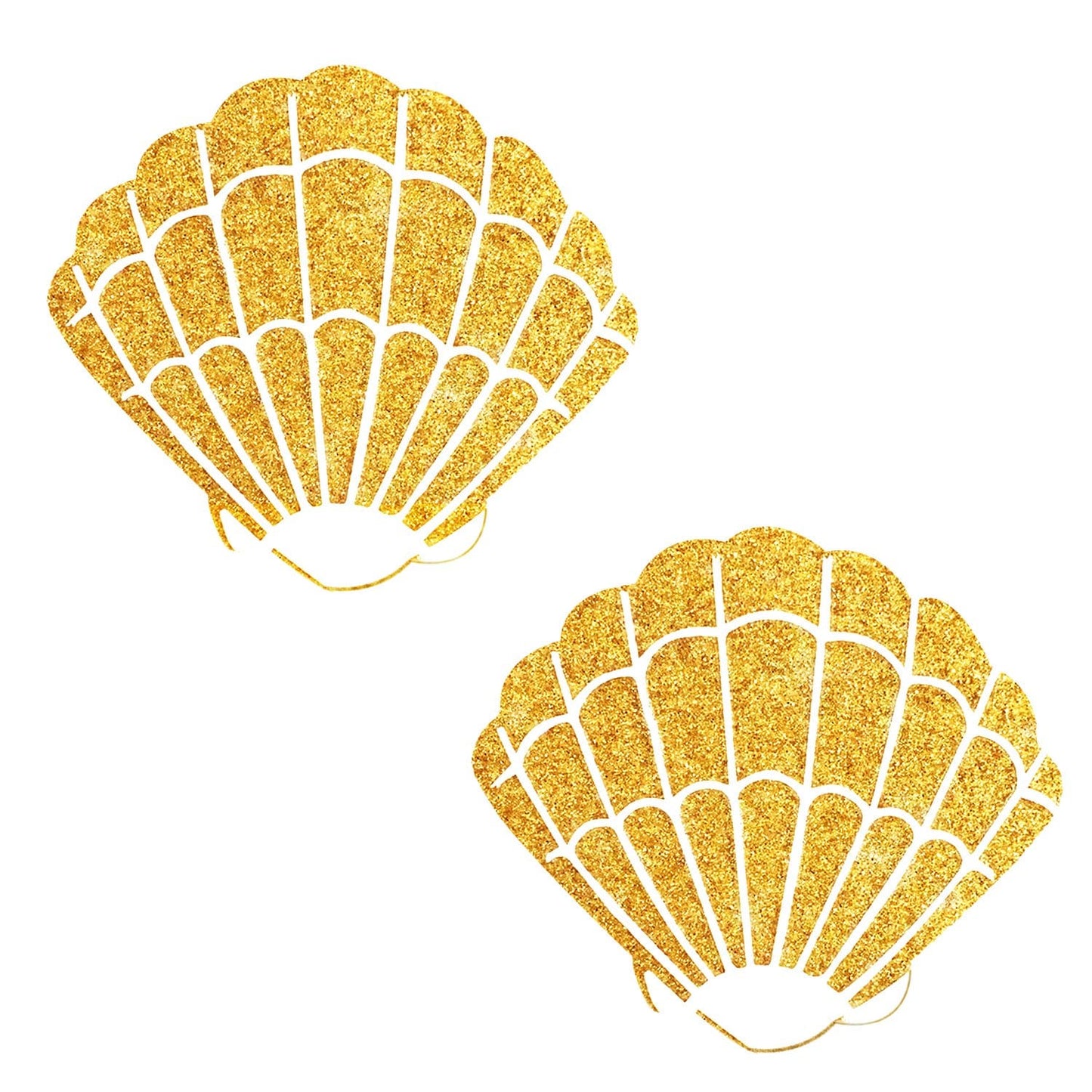 Gold Fairy Dust Glitter Mermaid Shell Nipple Cover Pasties