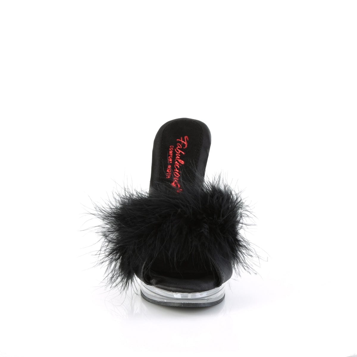 GLORY-501F-8 Black Faux Leather-Fur/Clear NEW Fabulicious US Size (Women's): 5