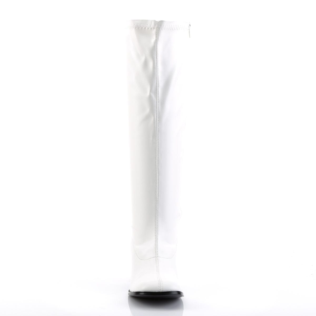 GOGO-300WC Wide Calf White Stretch Pu Funtasma