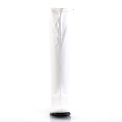 GOGO-300WC Wide Calf White Stretch Pu Funtasma