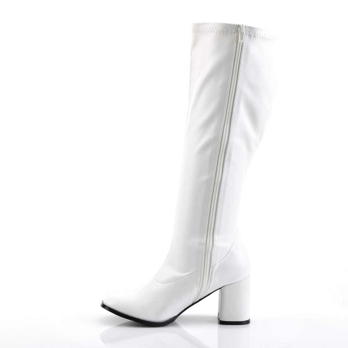 GOGO-300WC Wide Calf White Stretch Pu Funtasma