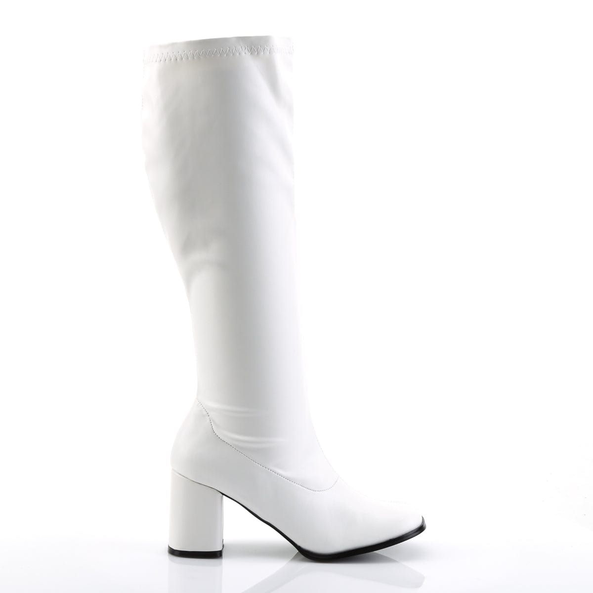GOGO-300WC Wide Calf White Stretch Pu Funtasma