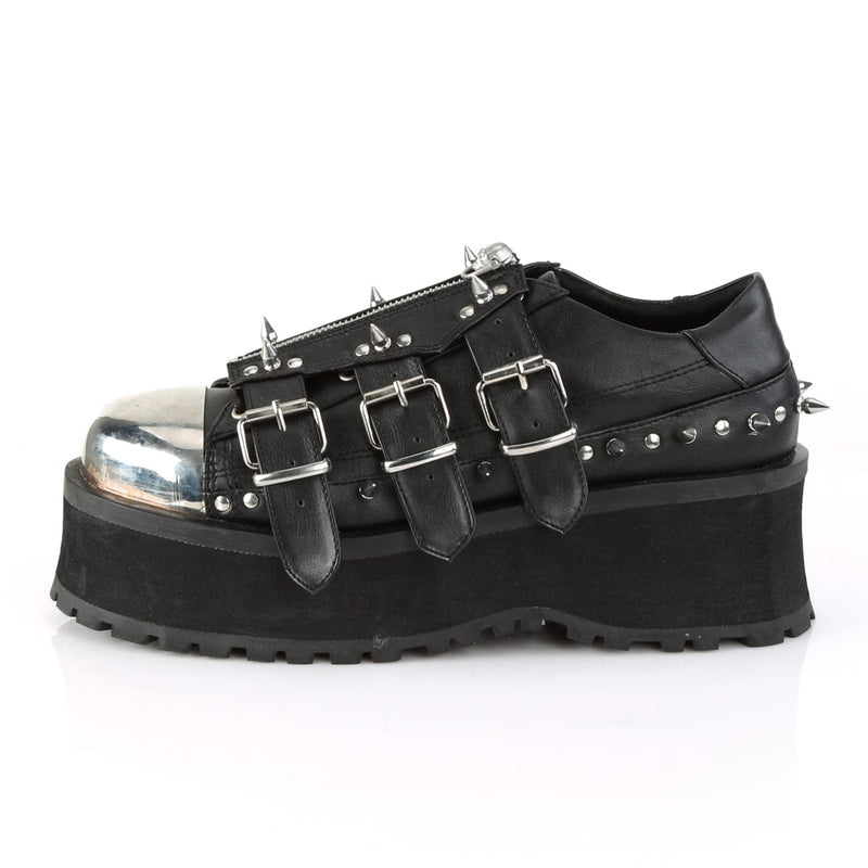 GRAVEDIGGER-03 Black Vegan Leather Shoe Demonia US Size (Unisex/Men's): 4