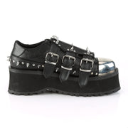 GRAVEDIGGER-03 Black Vegan Leather Shoe Demonia US Size (Unisex/Men's): 4