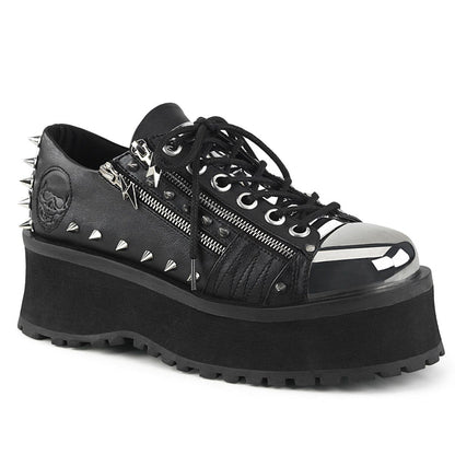 GRAVEDIGGER-04 Black Vegan Leather Shoe Demonia