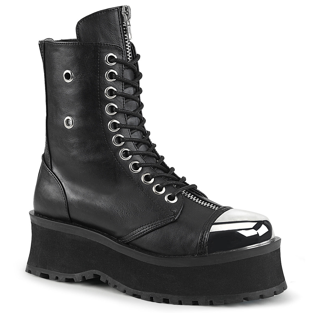 GRAVEDIGGER-10 Black Vegan Leather Ankle Boot Demonia