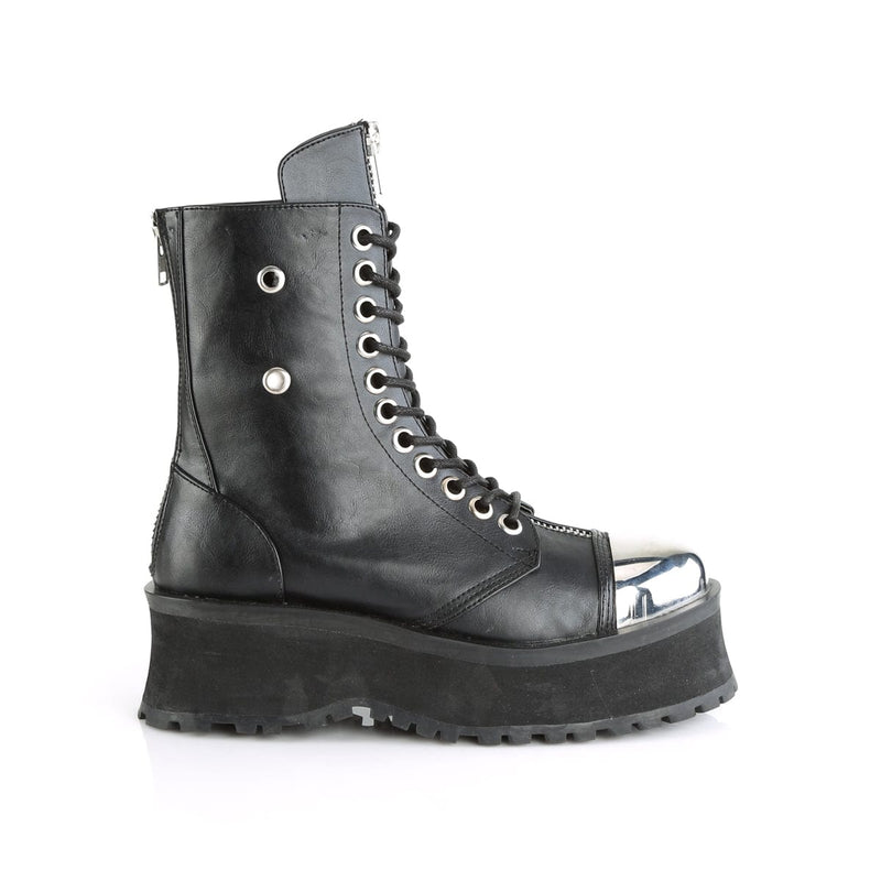 GRAVEDIGGER-10 Black Vegan Leather Ankle Boot Demonia US Size (Unisex/Men's): 4