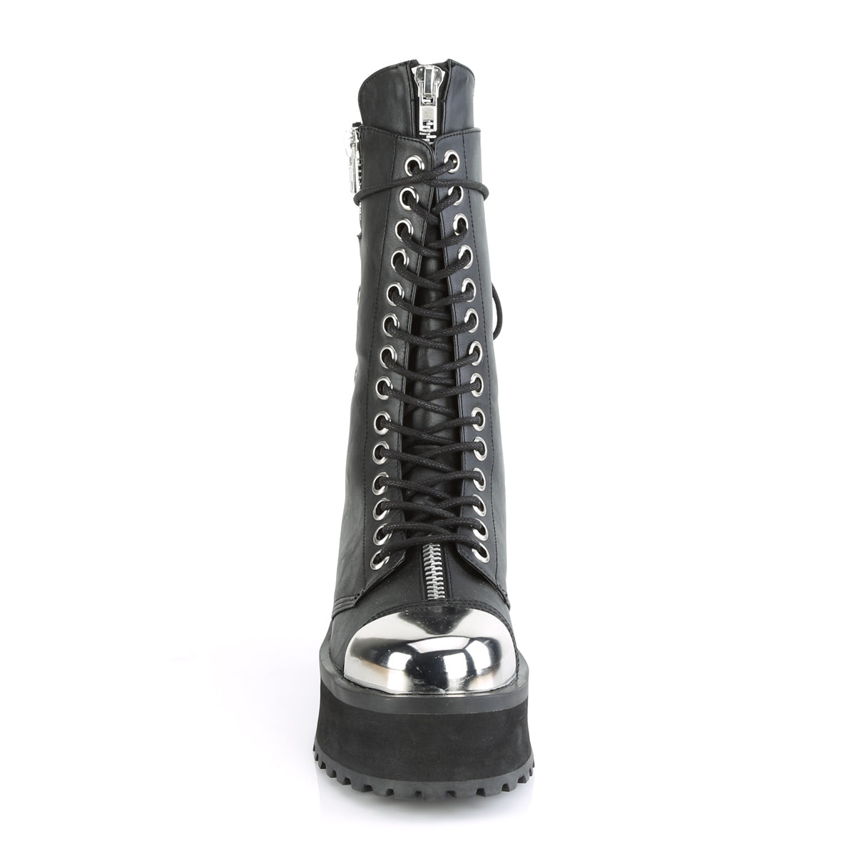 GRAVEDIGGER-14 Black Vegan Leather Mid-Calf Boot Demonia