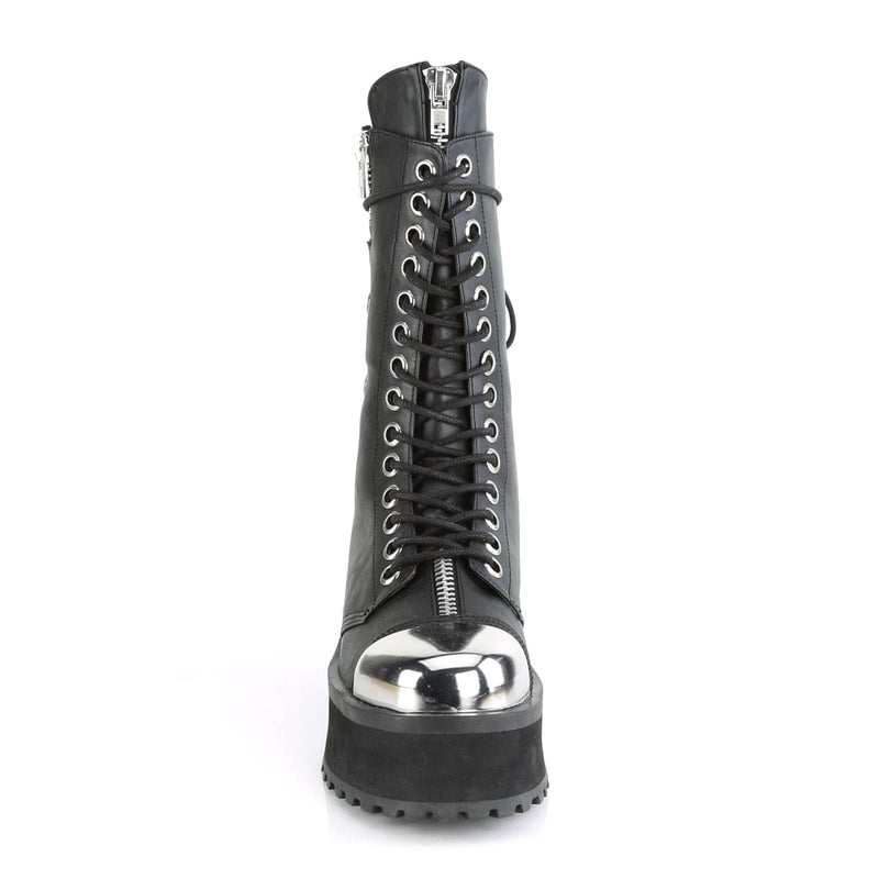 GRAVEDIGGER-14 Black Vegan Leather Mid-Calf Boot Demonia US Size (Unisex/Men's): 4