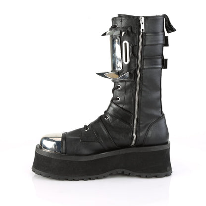 GRAVEDIGGER-250 Black Vegan Leather Mid-Calf Boot Demonia