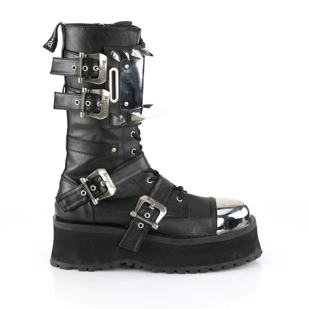 GRAVEDIGGER-250 Black Vegan Leather Mid-Calf Boot Demonia