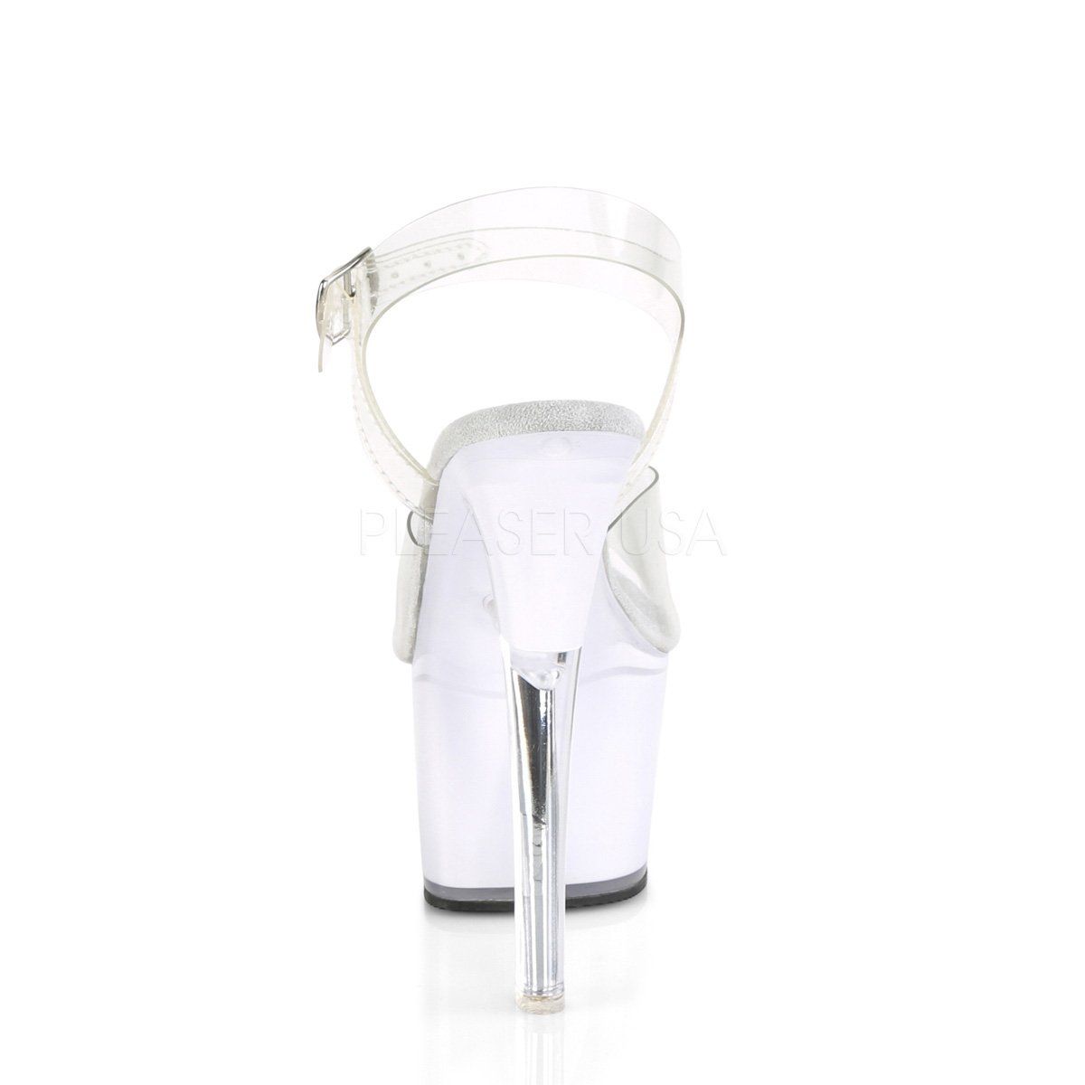 ILLUMINATOR-708 Clear/White Glow Platform Sandal Pleaser