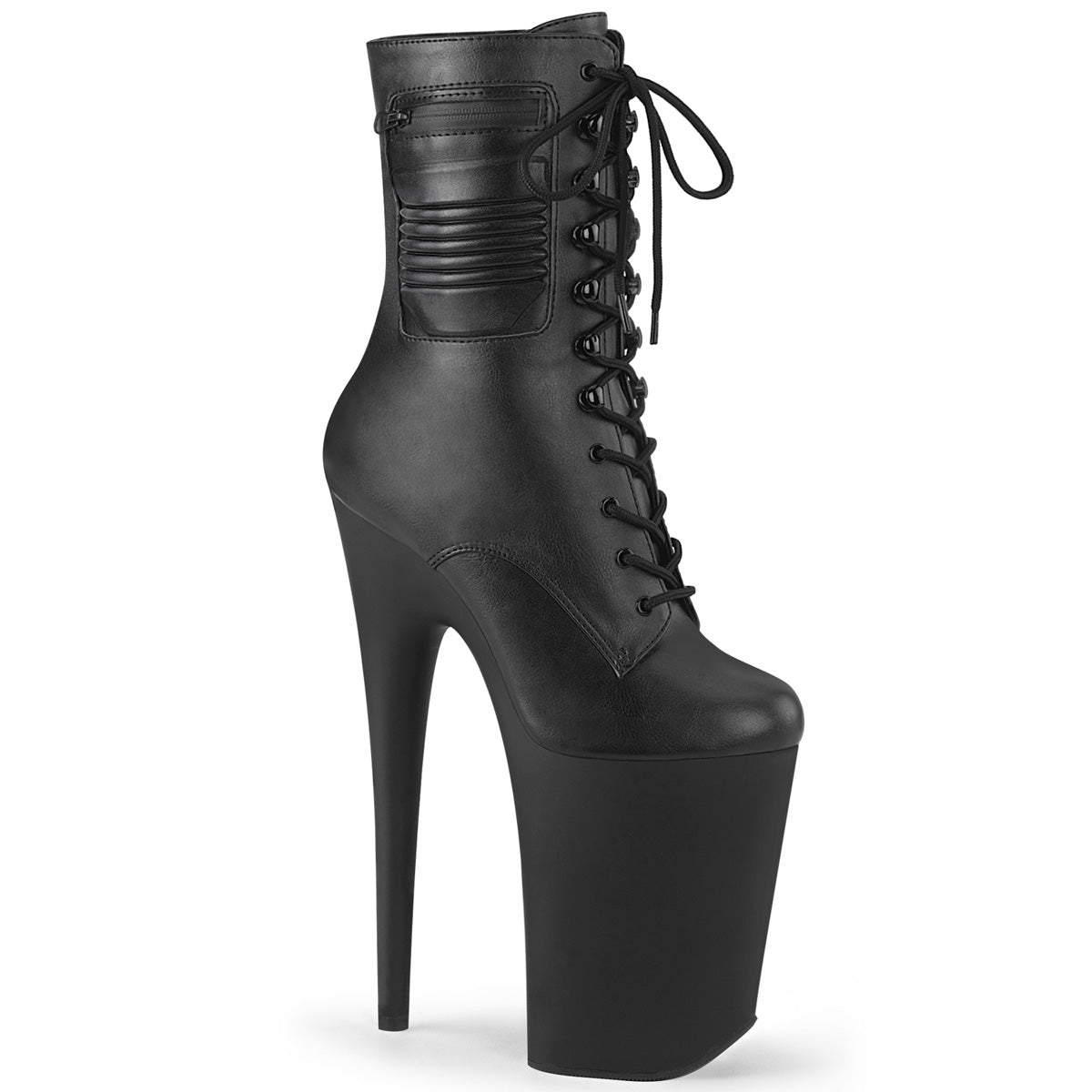 INFINITY-1020PK Black Faux Leather Ankle Boot Pleaser