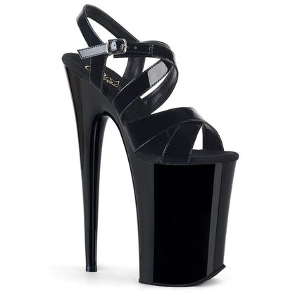 INFINITY-997 Black Patent Platform Sandal Pleaser