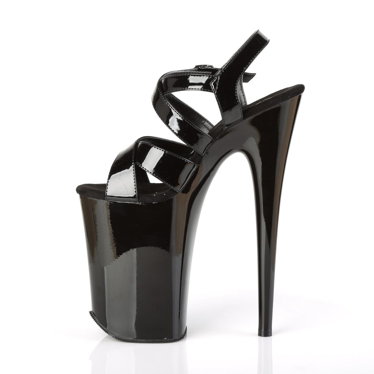 INFINITY-997 Black Patent Platform Sandal Pleaser