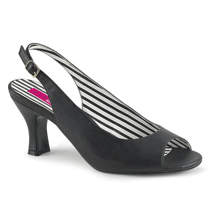 JENNA-02 Black Faux Leather Pleaser Pink Label