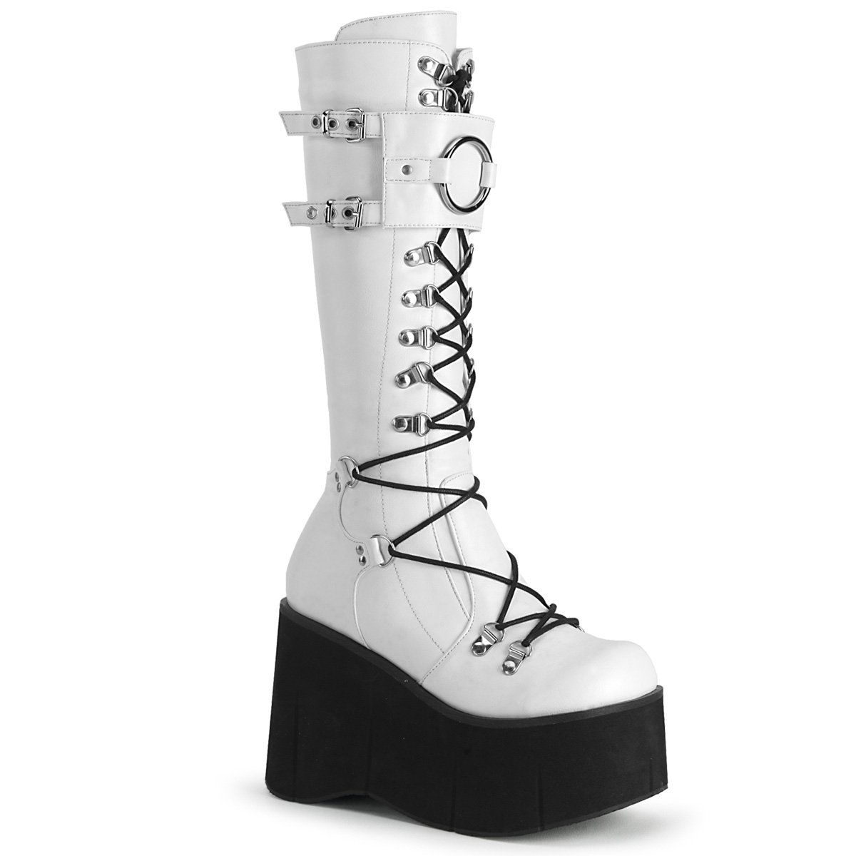 KERA-200 White Vegan Leather Knee Boot Demonia