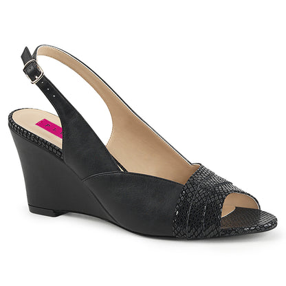 KIMBERLY-01SP Black Faux Leather Pleaser Pink Label