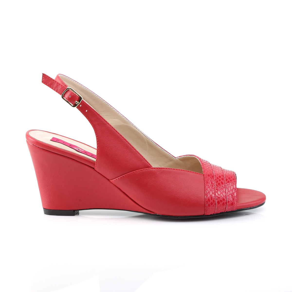 KIMBERLY-01SP Red Faux Leather Pleaser Pink Label
