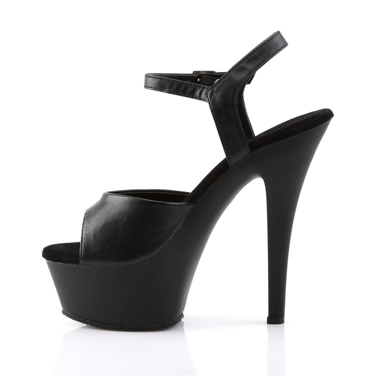 KISS-209 Black Faux Leather Platform Sandal Pleaser