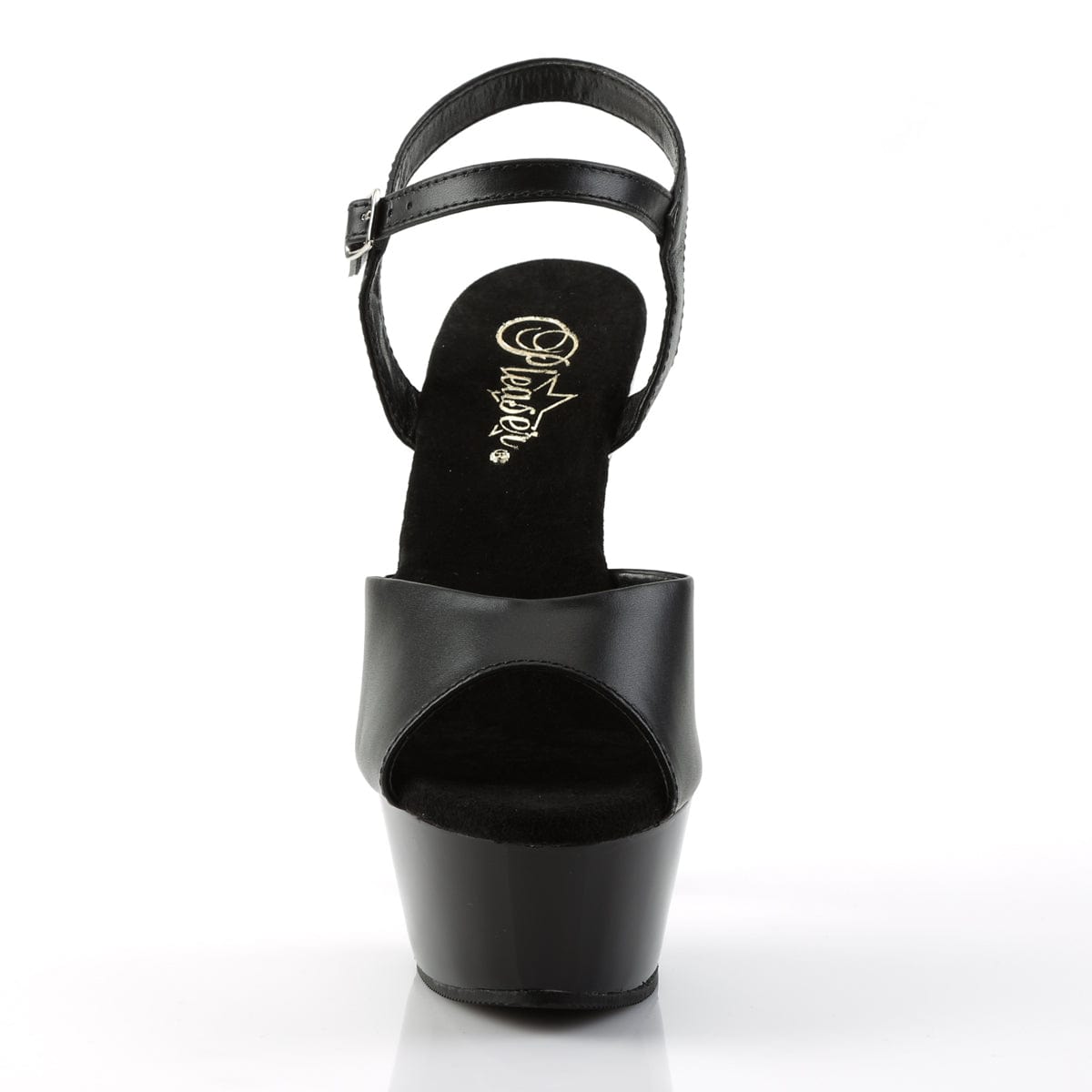 KISS-209 Black Leather/Black Platform Sandal Pleaser US Size (Women's): 5