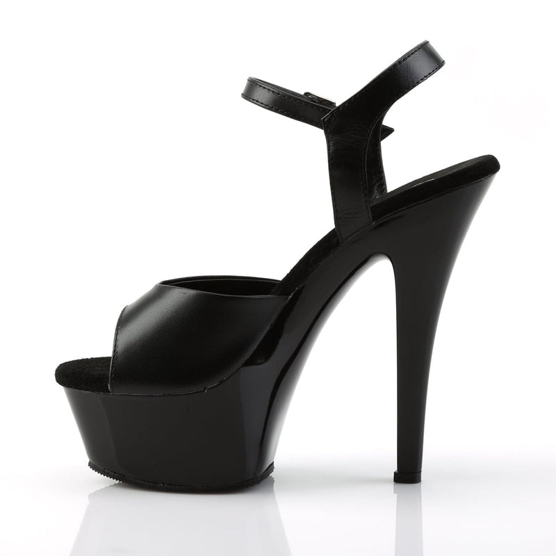 KISS-209 Black Leather/Black Platform Sandal Pleaser US Size (Women's): 5