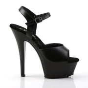 KISS-209 Black Leather/Black Platform Sandal Pleaser US Size (Women's): 5