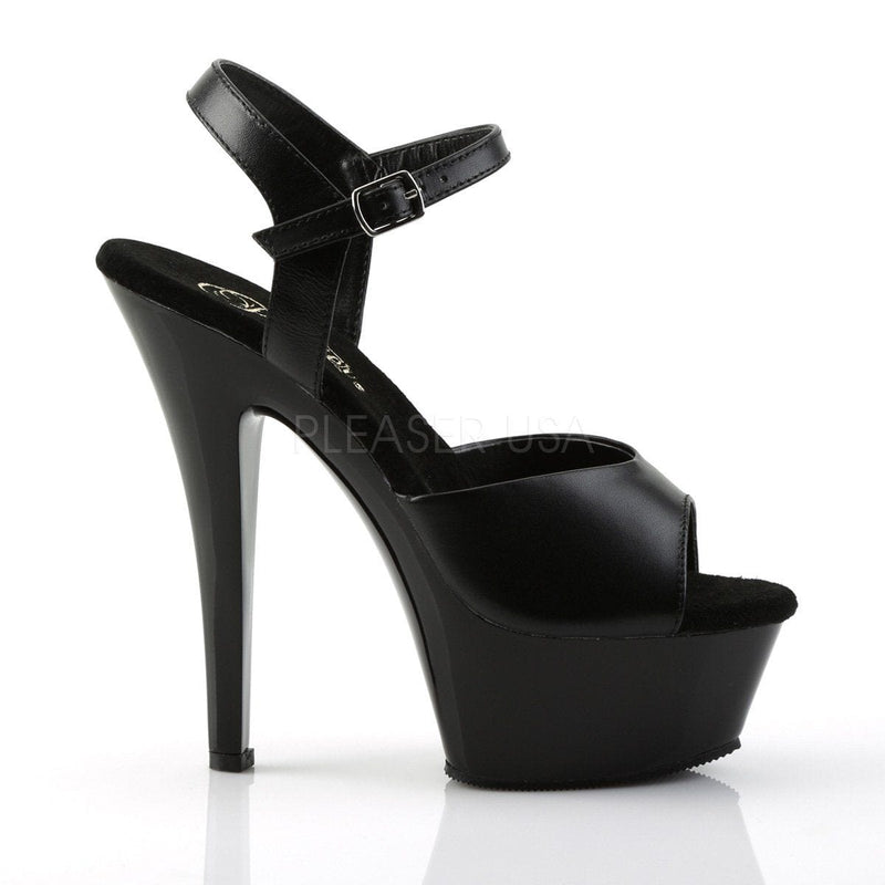 KISS-209 Black Leather/Black Platform Sandal Pleaser US Size (Women's): 5