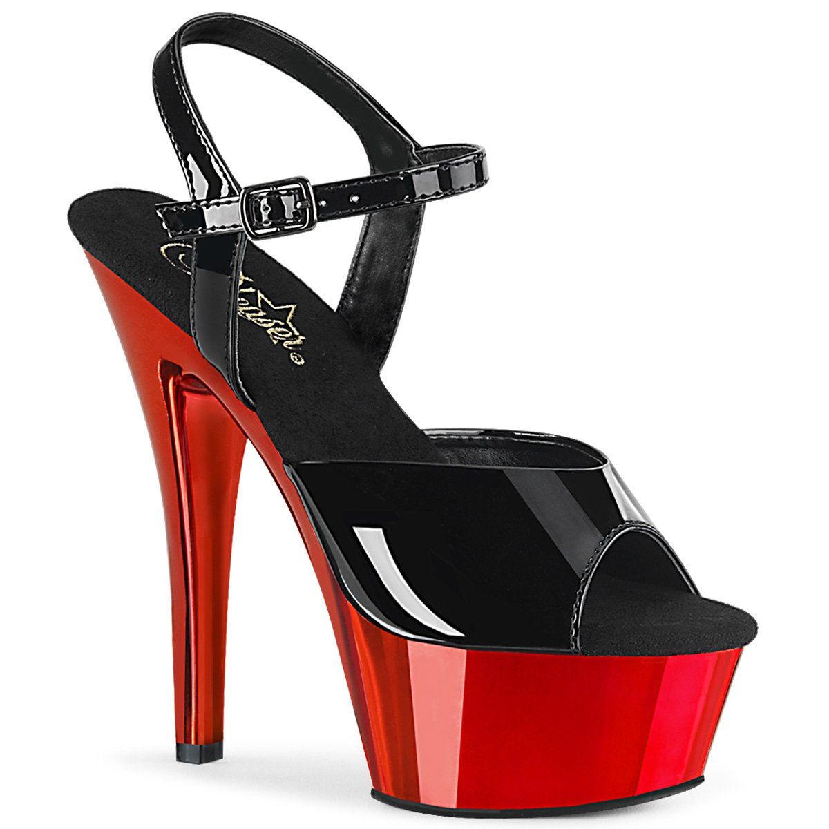 KISS-209 Black Patent/Red Chrome Platform Sandal Pleaser