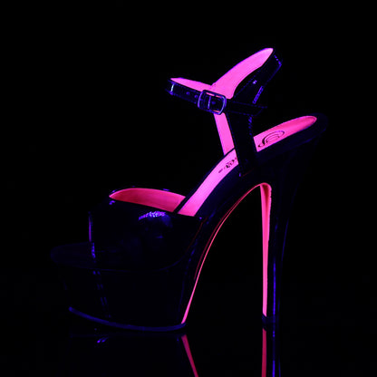 KISS-209TT Black Patent-Neon Hot Pink Platform Sandal Pleaser