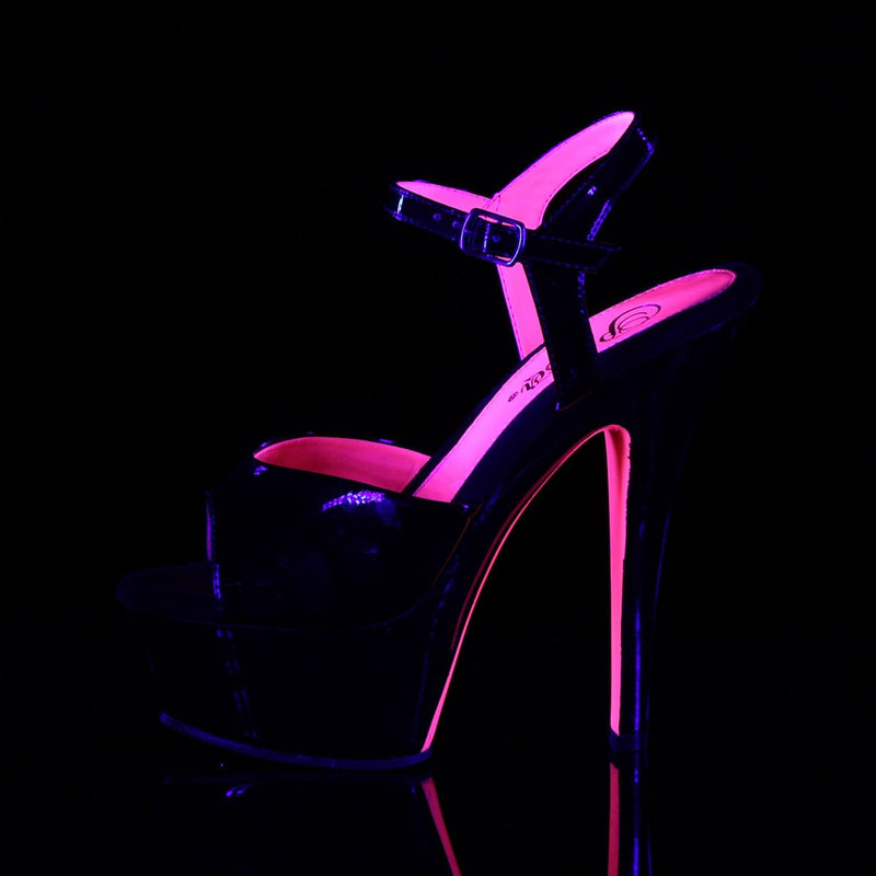 KISS-209TT Black Patent/Black-Neon Hot Pink Platform Sandal Pleaser US Size (Women's): 5