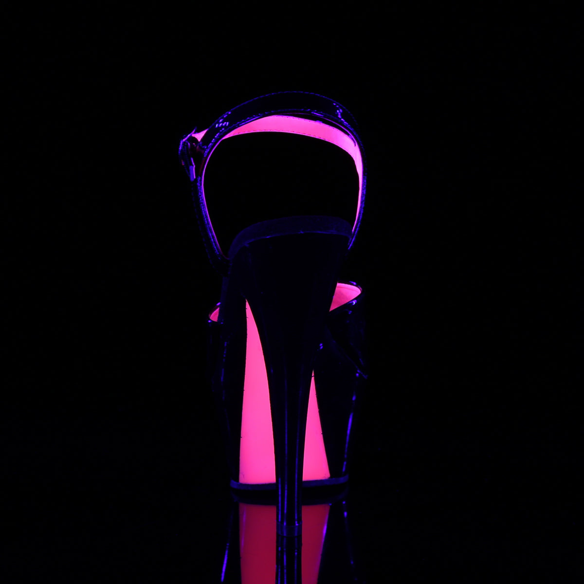 KISS-209TT Black Patent-Neon Hot Pink Platform Sandal Pleaser