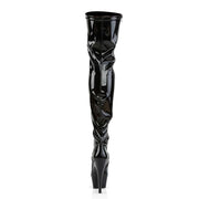 KISS-3000 Black Stretch Patent/Black Thigh Boot Pleaser US Size (Women's): 6