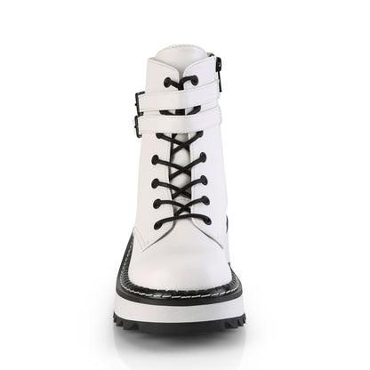 LILITH-152 White Vegan Leather Ankle Boot Demonia