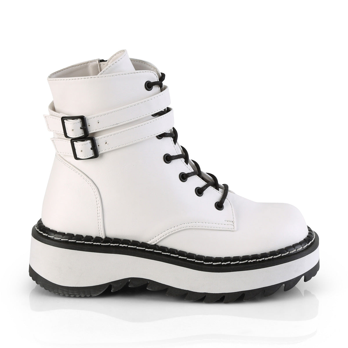 LILITH-152 White Vegan Leather Ankle Boot Demonia