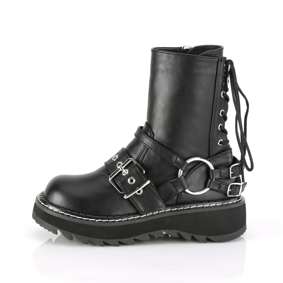 LILITH-210 Black Vegan Leather Ankle Boot Demonia