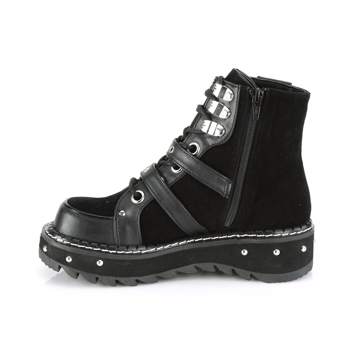 LILITH-278 Black Vegan Leather-Vegan Suede Ankle Boot Demonia