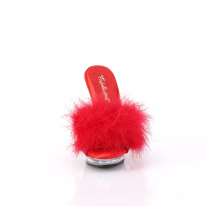 LIP-101-8 Red Satin-Fur/Clear Fabulicious