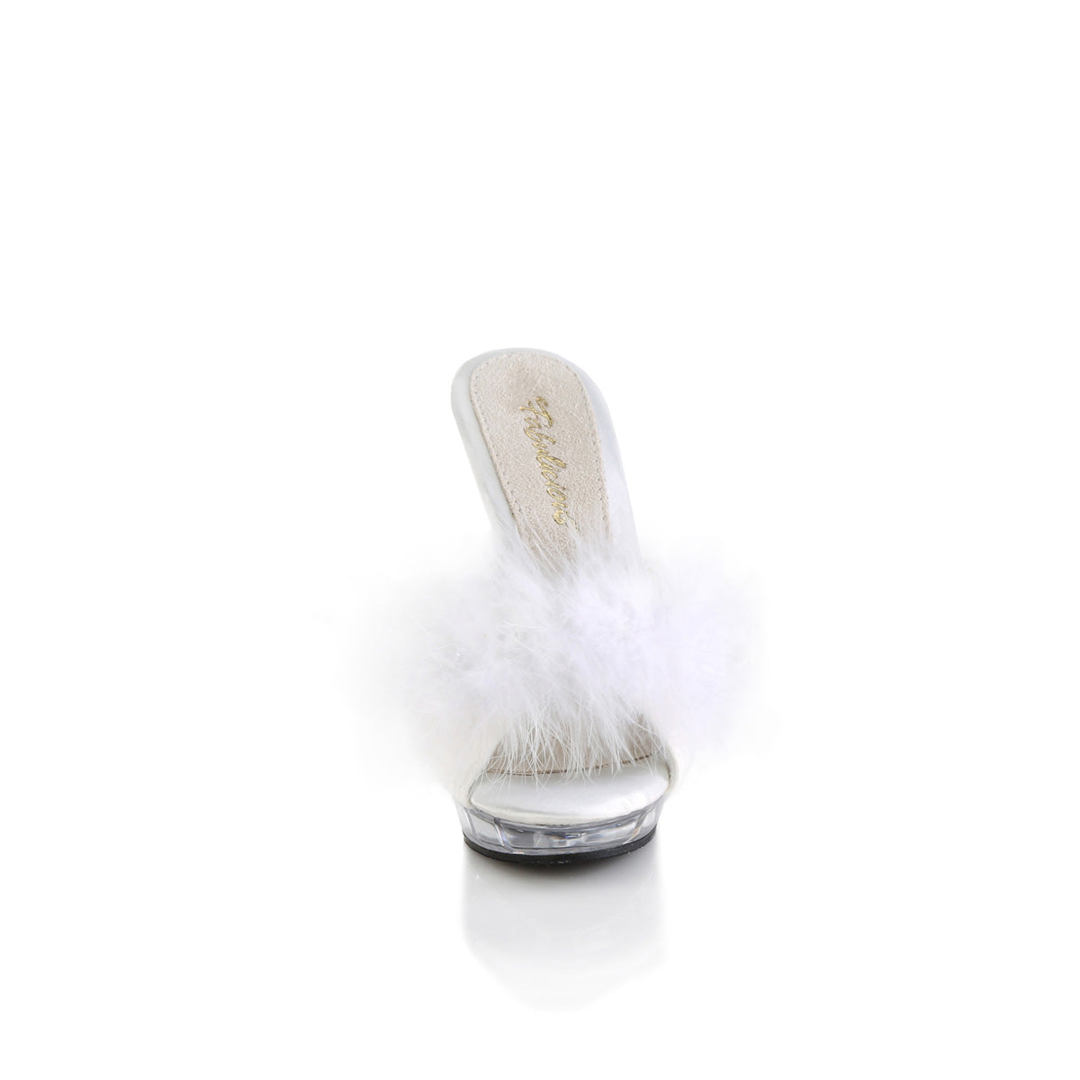 LIP-101-8 White Satin-Fur/Clear Fabulicious
