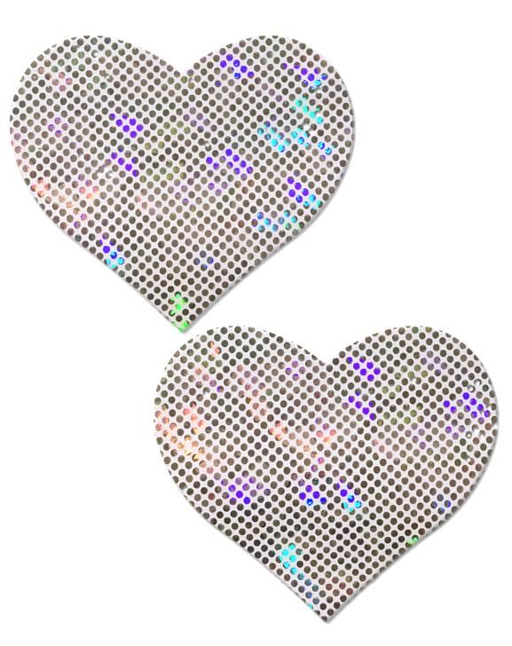 Love: Shattered Glass Disco Ball White Heart Nipple Pasties Pastease