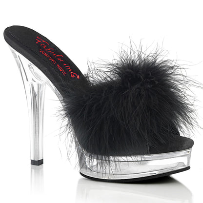 MAJESTY-501F-8 Black Faux Leather-Fur/Clear Fabulicious
