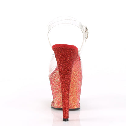 MOON-708OMBRE Clear/Rose Gold-Red Ombre Platform Sandal Pleaser
