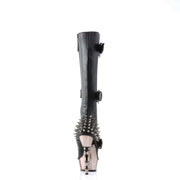 MUERTO-2028 Black Vegan Leather/Pewter Chrome Knee Boot Demonia US Size (Women's): 5