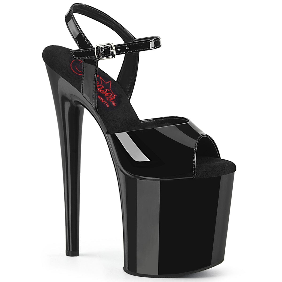 NAUGHTY-809 Black Patent Platform Sandal Pleaser
