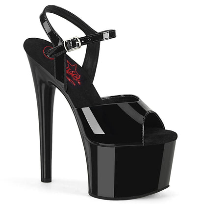 PASSION-709 Black Patent Platform Sandal Pleaser