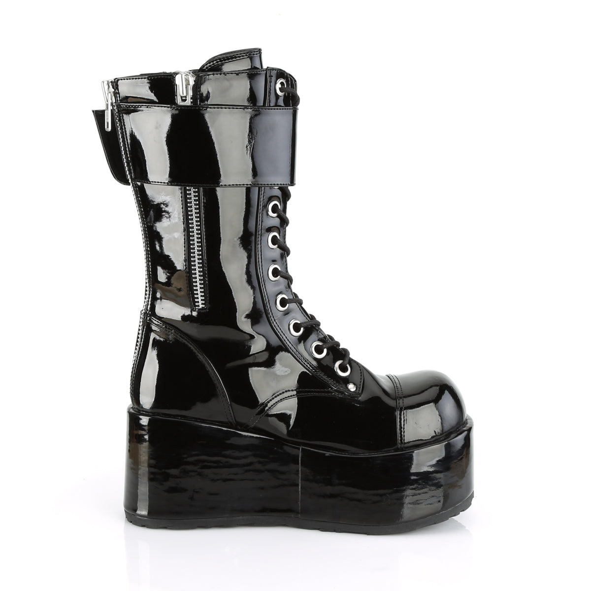 PETROL-150 Black Patent Calf Boot Demonia