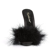 POISE-501F Black Satin-Marabou Fur/Black CURRENT Fabulicious US Size (Women's): 6