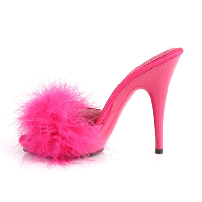 POISE-501F Hot Pink Satin-Marabou Fur/Hot Pink Fabulicious